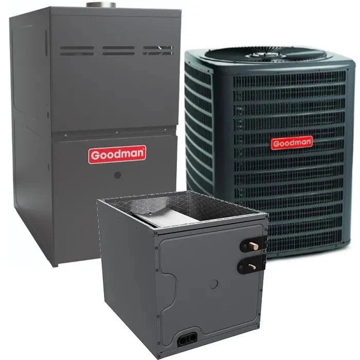 Goodman 1.5 Ton 14.5 SEER 96% Gas Furnace and AC System Upflow GM9C960603BN CAPTA1818B4 GSXN401810 - AC units for less