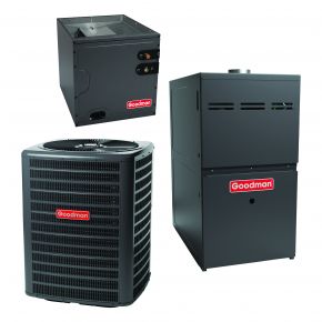 Goodman 1.5 Ton 15 SEER High Efficiency Gas Furnace and AC System Upflow GMVM970603BN CHPTA2426B4 GSXN401810 - AC units for less